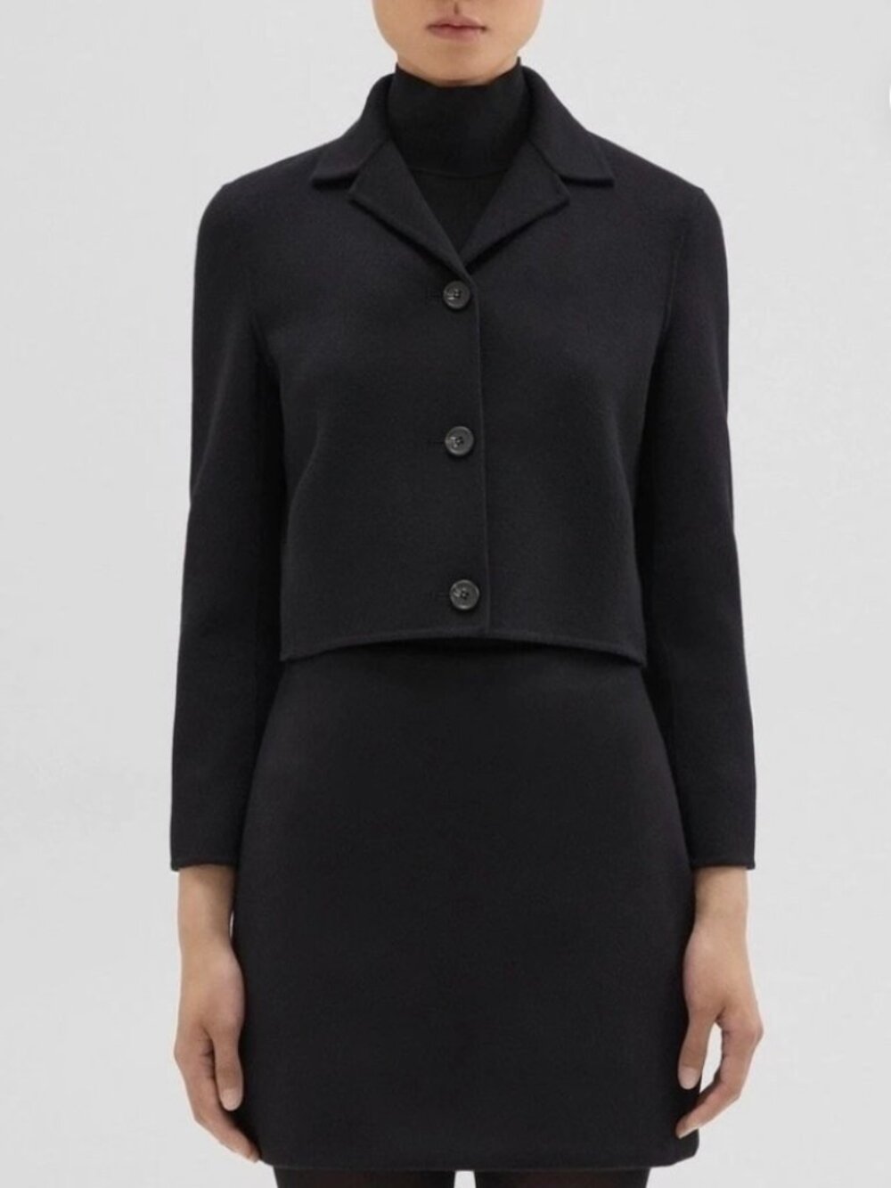 THEORY Winsome 2 Crop Jacket Black Wool Cashmere Blazer SZ 8 (M) NWT $565